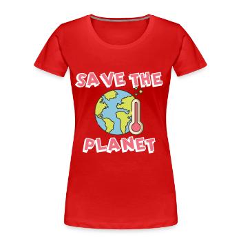 Klimawandel Klimaschutz - Frauen Premium Bio T-Shirt - Rot - Vorne - Mia (176cm)