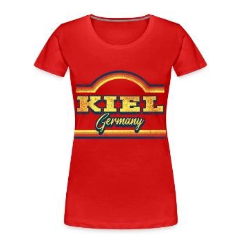 Kiel Germany City Font Vintage Retro - Women's Premium Organic T-Shirt - red - Front - Mia (176cm)