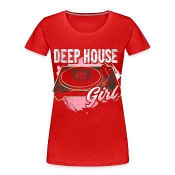 Deep House Musik Girl Disc Jockey - Frauen Premium Bio T-Shirt - Rot - Vorne - Mia (176cm)