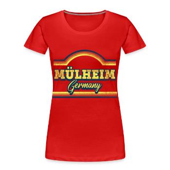 Mülheim Germany City Font Vintage Retro - Women's Premium Organic T-Shirt - red - Front - Mia (176cm)