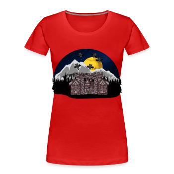 Fledermäuse Karpaten Horror Burg Halloween Spuk - Frauen Premium Bio T-Shirt - Rot - Vorne - Mia (176cm)
