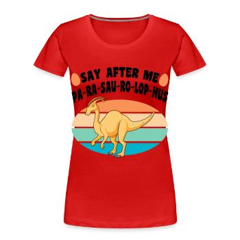 Dino - Women's Premium Organic T-Shirt - red - Front - Mia (176cm)