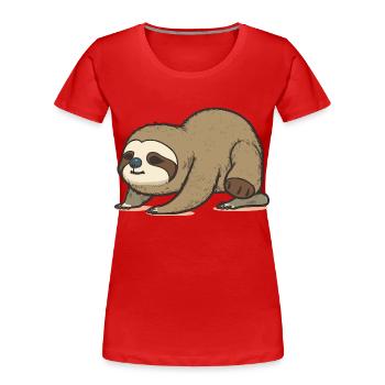 Zen-Faultier - Frauen Premium Bio T-Shirt - Rot - Vorne - Mia (176cm)
