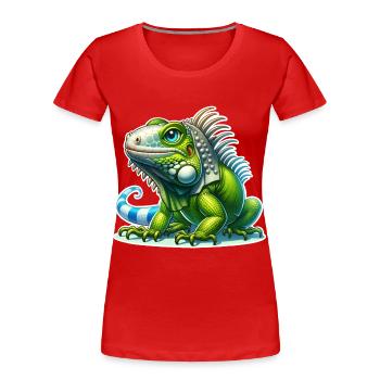 Leguan - Frauen Premium Bio T-Shirt - Rot - Vorne - Mia (176cm)