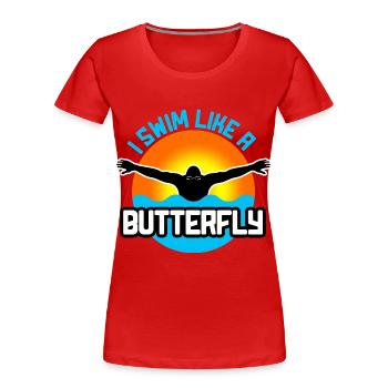 Schwimmen Brustschwimmer - Frauen Premium Bio T-Shirt - Rot - Vorne - Mia (176cm)