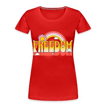 Freiheit Frieden Gerechtigkeit Toleranz Liebe - Frauen Premium Bio T-Shirt - Rot - Vorne - Mia (176cm)