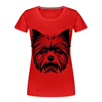 Yorkshire Terrier Hund Kopf - Frauen Premium Bio T-Shirt - Rot - Vorne - Mia (176cm)