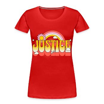 Gerechtigkeit Freiheit Frieden Toleranz Liebe - Frauen Premium Bio T-Shirt - Rot - Vorne - Mia (176cm)