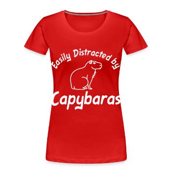 Easily distracted by Capybaras capybara - Women's Premium Organic T-Shirt - red - Front - Mia (176cm)