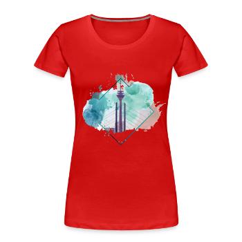 Düsseldorf Allemagne City Skyline Splash Coloré - T-shirt bio Premium Femme - rouge - Devant - Mia (176cm)