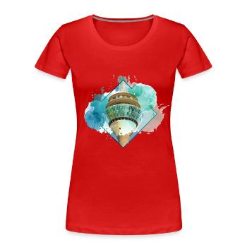 Düsseldorf Allemagne City Skyline Splash Coloré - T-shirt bio Premium Femme - rouge - Devant - Mia (176cm)