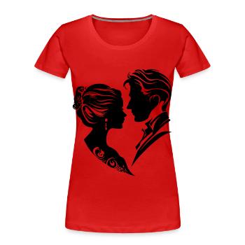 Married Couple Wedding Silhouette - Women's Premium Organic T-Shirt - red - Front - Mia (176cm)