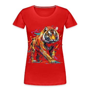 Wütender Tiger. Wut im Graffiti-Stil. - Frauen Premium Bio T-Shirt - Rot - Vorne - Mia (176cm)