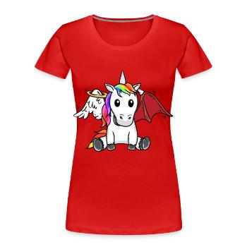 Einhorn himmlisch verdorben schlecht satanisch - Frauen Premium Bio T-Shirt - Rot - Vorne - Mia (176cm)