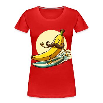 Banane Surft mit Schnurrbart - Frauen Premium Bio T-Shirt - Rot - Vorne - Mia (176cm)