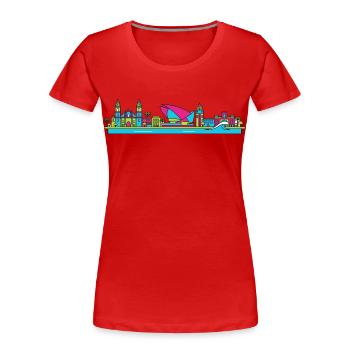 Las Palmas City Skyline Gran Canaria Line Art - Women's Premium Organic T-Shirt - red - Front - Mia (176cm)