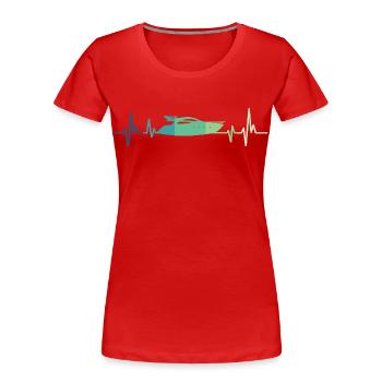 Motorboot Heartbeat Yachtkapitän - Frauen Premium Bio T-Shirt - Rot - Vorne - Mia (176cm)