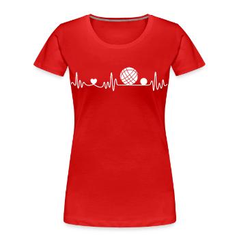 Boccia Und Petanque Herzschlag Grafik - Frauen Premium Bio T-Shirt - Rot - Vorne - Mia (176cm)