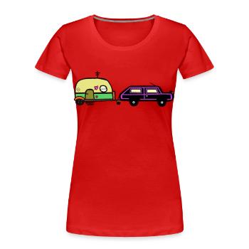 Vacances, Voyage, Camping, Caravane, Camping-car, Voiture - T-shirt bio Premium Femme - rouge - Devant - Mia (176cm)