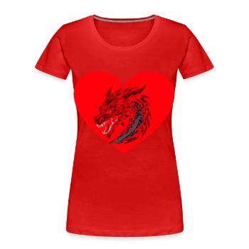 Liebe Drachen Herz Fabelwesen Fabel Drache - Frauen Premium Bio T-Shirt - Rot - Vorne - Mia (176cm)