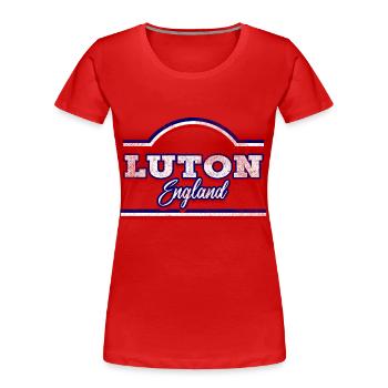 Luton England UK City Font Vintage Retro - Women's Premium Organic T-Shirt - red - Front - Mia (176cm)