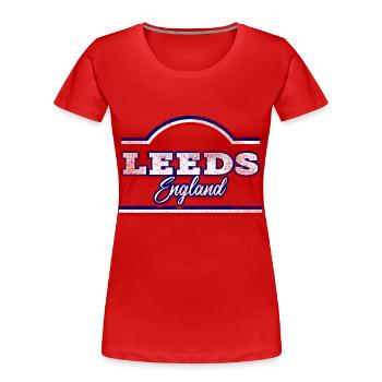 Leeds England UK Stadt Schrift Vintage Retro - Frauen Premium Bio T-Shirt - Rot - Vorne - Mia (176cm)