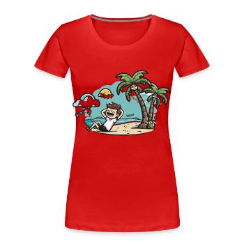 Cave Explorer: Stalactite Adventure - Women's Premium Organic T-Shirt - red - Front - Mia (176cm)