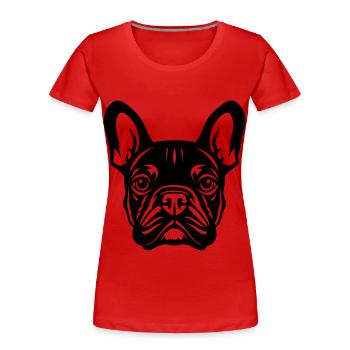 Französische Bulldogge Hund Kopf - Frauen Premium Bio T-Shirt - Rot - Vorne - Mia (176cm)