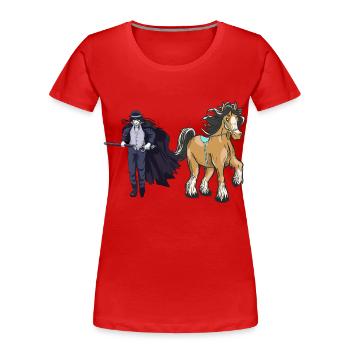 Personnage de conte de fées, conte de fées, épéiste, cheval, cheval - T-shirt bio Premium Femme - rouge - Devant - Mia (176cm)