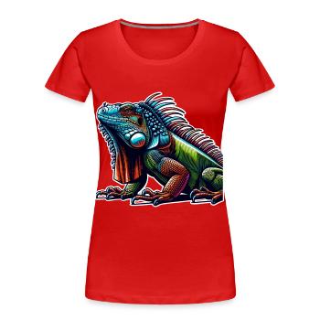 Leguan - Frauen Premium Bio T-Shirt - Rot - Vorne - Mia (176cm)