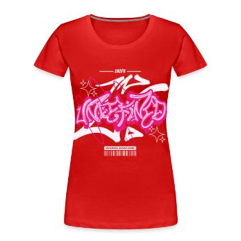 Streetwear Urban Graffiti - Frauen Premium Bio T-Shirt - Rot - Vorne - Mia (176cm)