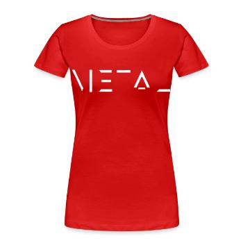 Minimalist Metal Metalhead Gift, Band Concert - Women's Premium Organic T-Shirt - red - Front - Mia (176cm)