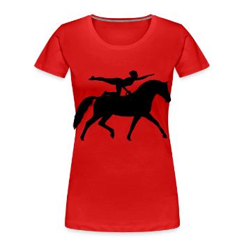 Voltigier Chevaux Équestres Voltige - T-shirt bio Premium Femme - rouge - Devant - Mia (176cm)