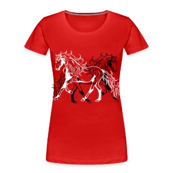 Cheval Sauvage Quarterhorse Poney Cavalier - T-shirt bio Premium Femme - rouge - Devant - Mia (176cm)