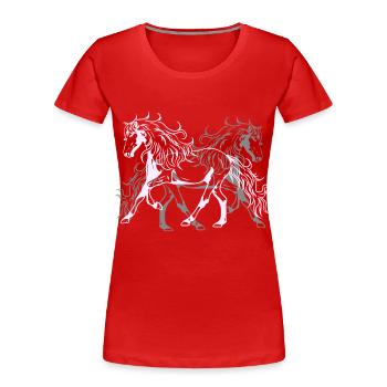 Himmlisch Wildpferde Hengst Reiter Pferdenarr - Frauen Premium Bio T-Shirt - Rot - Vorne - Mia (176cm)