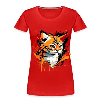 Kitten, Cat - Women's Premium Organic T-Shirt - red - Front - Mia (176cm)