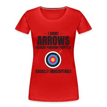Bogenschießen Ziele Bogenschütze Bullseye Schießsport - Frauen Premium Bio T-Shirt - Rot - Vorne - Mia (176cm)