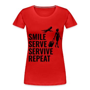 Hôtesse de l’air Aviation Personnel de cabine Personnel de compagnie - T-shirt bio Premium Femme - rouge - Devant - Mia (176cm)