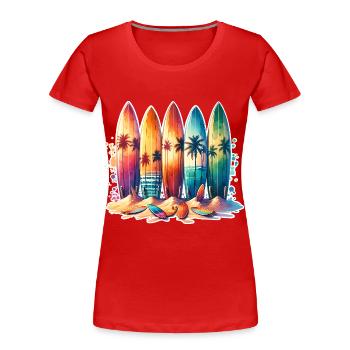 Surfen Surfer - Frauen Premium Bio T-Shirt - Rot - Vorne - Mia (176cm)