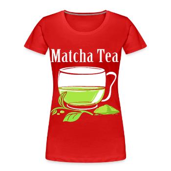Matcha Tee - Frauen Premium Bio T-Shirt - Rot - Vorne - Mia (176cm)