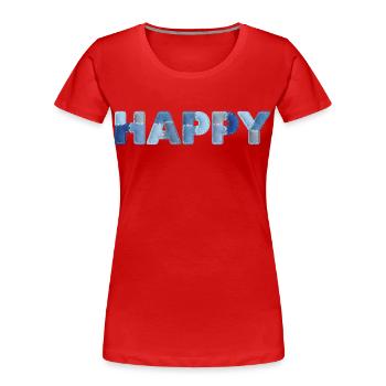 HAPPY Denim Patchwork neuer Trend - Frauen Premium Bio T-Shirt - Rot - Vorne - Mia (176cm)