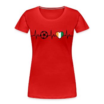 Côte d’Ivoire Football Heartbeat Côte d’Ivoire - T-shirt bio Premium Femme - rouge - Devant - Mia (176cm)