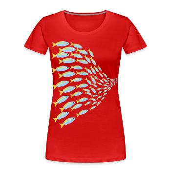 Schwarm Fische - Frauen Premium Bio T-Shirt - Rot - Vorne - Mia (176cm)