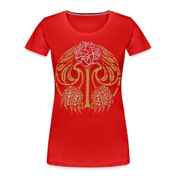 Jugendstil, Vintage-1900, Mandala-Motiv - Frauen Premium Bio T-Shirt - Rot - Vorne - Mia (176cm)