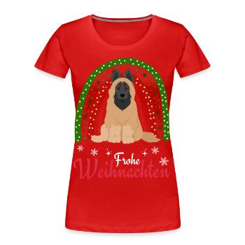 Belgian Tervueren Weihnachten - Frauen Premium Bio T-Shirt - Rot - Vorne - Mia (176cm)