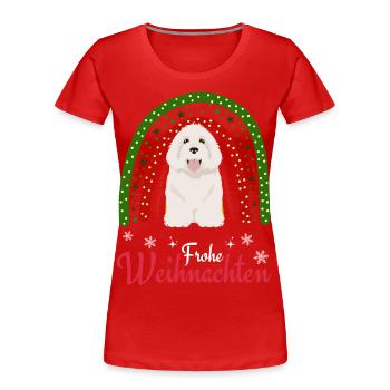 Süßer Coton de Tulear Weihnachten - Frauen Premium Bio T-Shirt - Rot - Vorne - Mia (176cm)