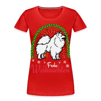Noël Sweet German Spitz Lover Kawaii - T-shirt bio Premium Femme - rouge - Devant - Mia (176cm)