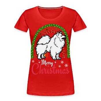 Noël Sweet German Spitz Lover Kawaii - T-shirt bio Premium Femme - rouge - Devant - Mia (176cm)