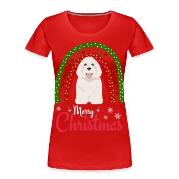 Süßer Coton de Tulear Weihnachten - Frauen Premium Bio T-Shirt - Rot - Vorne - Mia (176cm)