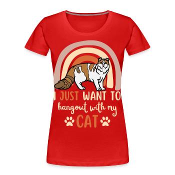 Mignon chat américain Curl - T-shirt bio Premium Femme - rouge - Devant - Mia (176cm)
